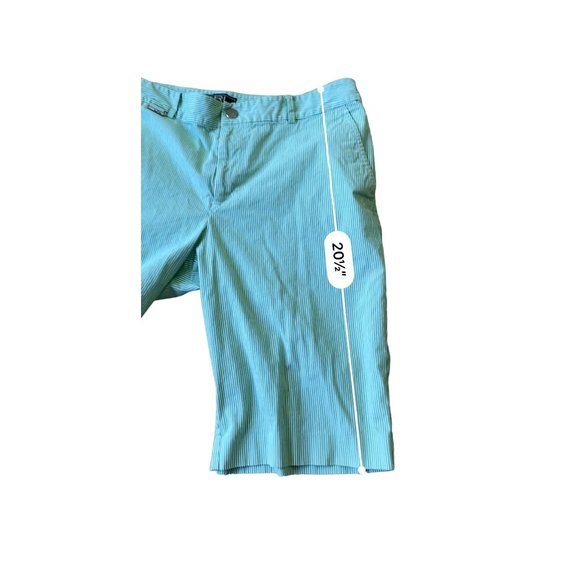 Lauren Ralph Lauren Active Bermuda Shorts Womens 10 Green White Seersucker Prepp - Picture 8 of 8